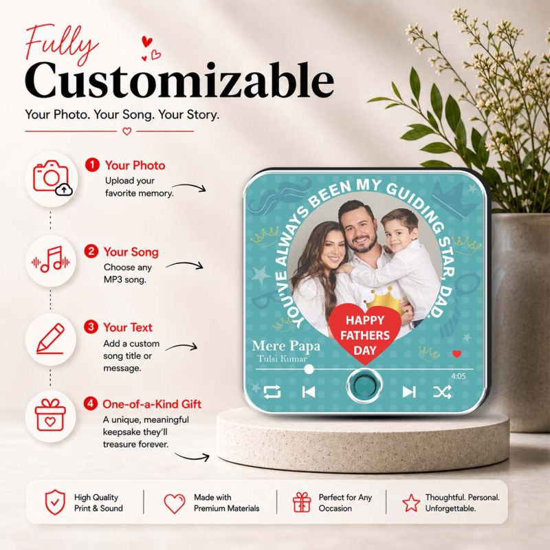 Personalized Musical Fridge Magnet Gift for Papa